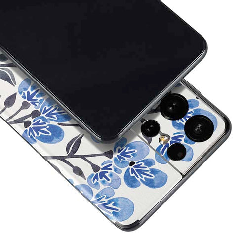 Cat Coq Blue Cherry Blossoms Galaxy S21 Ultra 5G Skin